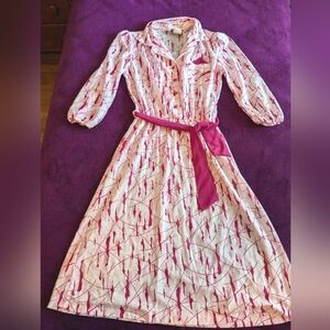 70s Polyester Pink Vintage Dress